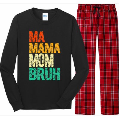 Vintage Ma Mama Mom Bruh Mommy Happy Mother's Day Long Sleeve Pajama Set