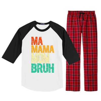 Vintage Ma Mama Mom Bruh Mommy Happy Mother's Day Raglan Sleeve Pajama Set