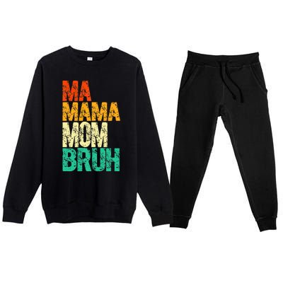 Vintage Ma Mama Mom Bruh Mommy Happy Mother's Day Premium Crewneck Sweatsuit Set