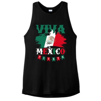 Viva Mexico Mexican Independence Day Ladies PosiCharge Tri-Blend Wicking Tank