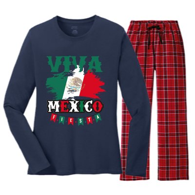 Viva Mexico Mexican Independence Day Women's Long Sleeve Flannel Pajama Set 