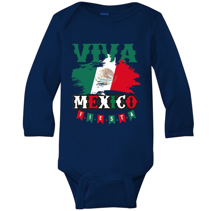 Viva Mexico Mexican Independence Day Baby Long Sleeve Bodysuit