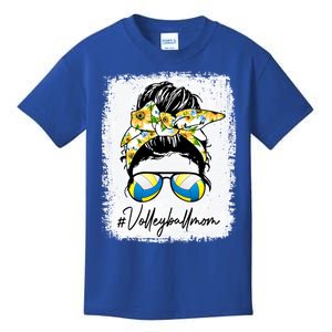 Volleyball Mom Meaningful Gift Sunflower Messy Bun Volleyball Mom Gift Kids T-Shirt