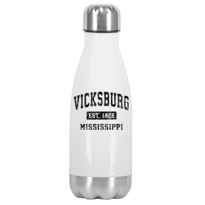 Vicksburg Mississippi Ms Vintage Established Sports Design Stainless Steel Insulated Water Bottle