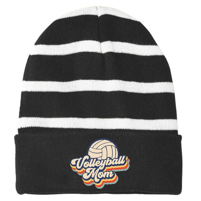 Volleyball Mom Mama Mothers Day Striped Beanie with Solid Band