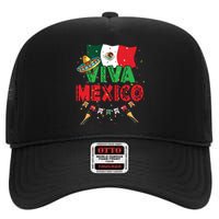 Viva Mexico Mexican Independence Day Independencia De Mexico High Crown Mesh Back Trucker Hat