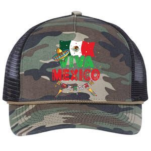 Viva Mexico Mexican Independence Day Independencia De Mexico Retro Rope Trucker Hat Cap