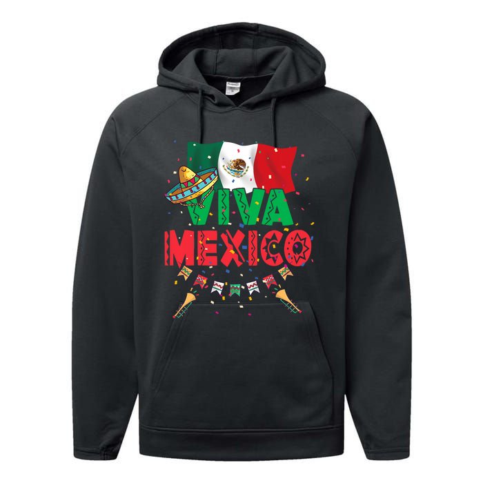 Viva Mexico Mexican Independence Day Independencia De Mexico Performance Fleece Hoodie