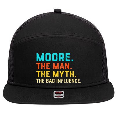 Vintage Moore Man Myth The Bad Influence Last Name 7 Panel Mesh Trucker Snapback Hat