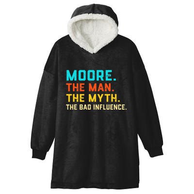 Vintage Moore Man Myth The Bad Influence Last Name Hooded Wearable Blanket