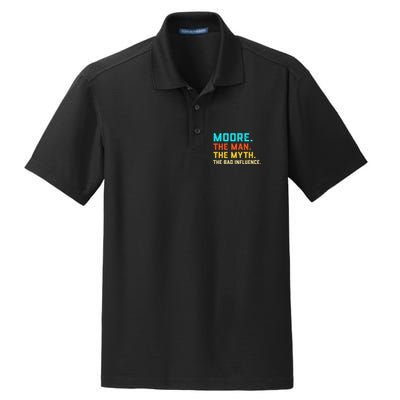 Vintage Moore Man Myth The Bad Influence Last Name Dry Zone Grid Polo
