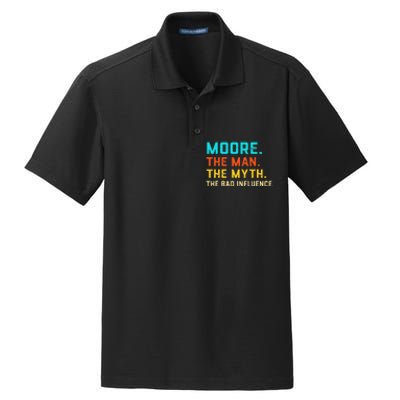 Vintage Moore Man Myth The Bad Influence Last Name Dry Zone Grid Polo