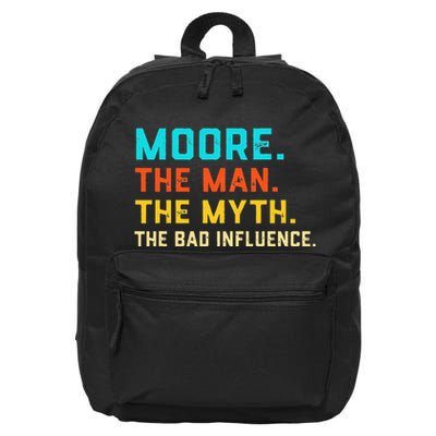 Vintage Moore Man Myth The Bad Influence Last Name 16 in Basic Backpack
