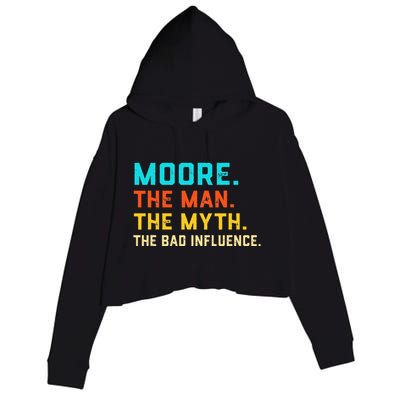 Vintage Moore Man Myth The Bad Influence Last Name Crop Fleece Hoodie