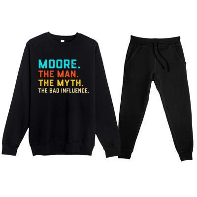 Vintage Moore Man Myth The Bad Influence Last Name Premium Crewneck Sweatsuit Set