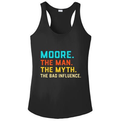 Vintage Moore Man Myth The Bad Influence Last Name Ladies PosiCharge Competitor Racerback Tank
