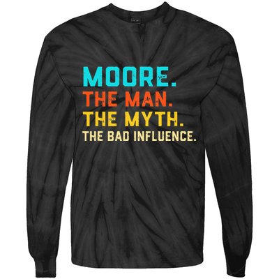 Vintage Moore Man Myth The Bad Influence Last Name Tie-Dye Long Sleeve Shirt