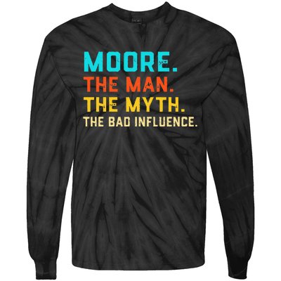 Vintage Moore Man Myth The Bad Influence Last Name Tie-Dye Long Sleeve Shirt