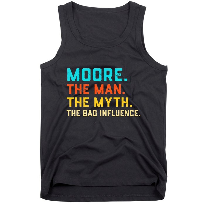 Vintage Moore Man Myth The Bad Influence Last Name Tank Top