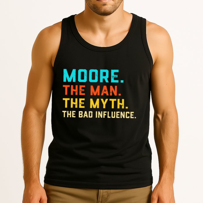 Vintage Moore Man Myth The Bad Influence Last Name Tank Top