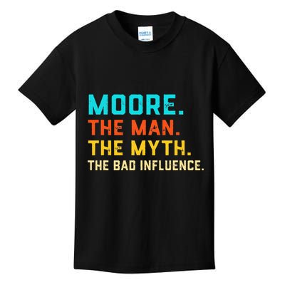 Vintage Moore Man Myth The Bad Influence Last Name Kids T-Shirt