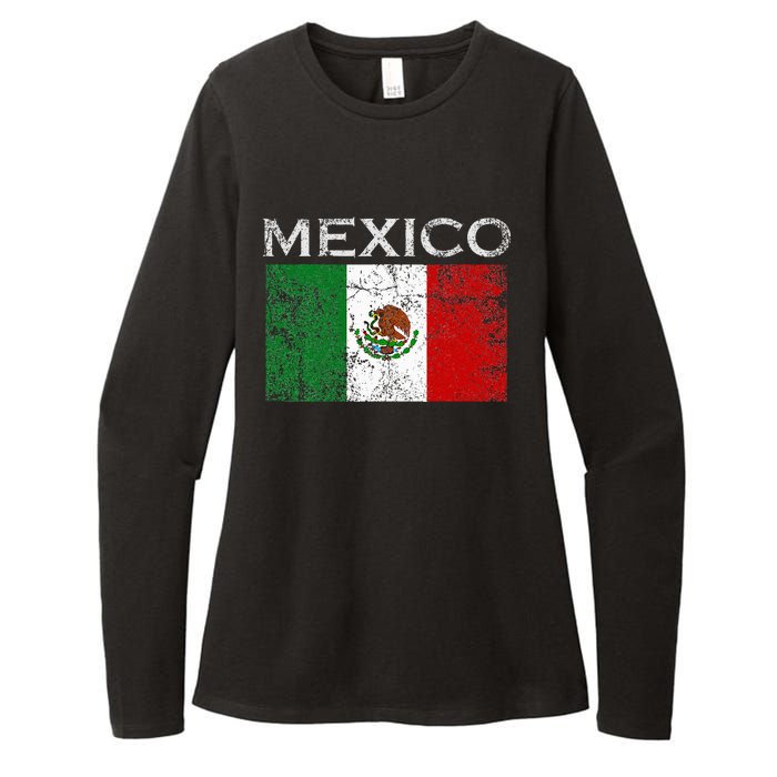 Vintage Mexico Mexican Flag Pride Womens CVC Long Sleeve Shirt