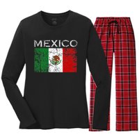 Vintage Mexico Mexican Flag Pride Women's Long Sleeve Flannel Pajama Set 