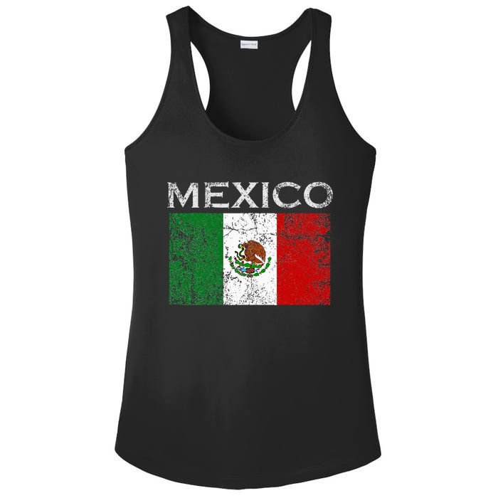 Vintage Mexico Mexican Flag Pride Ladies PosiCharge Competitor Racerback Tank