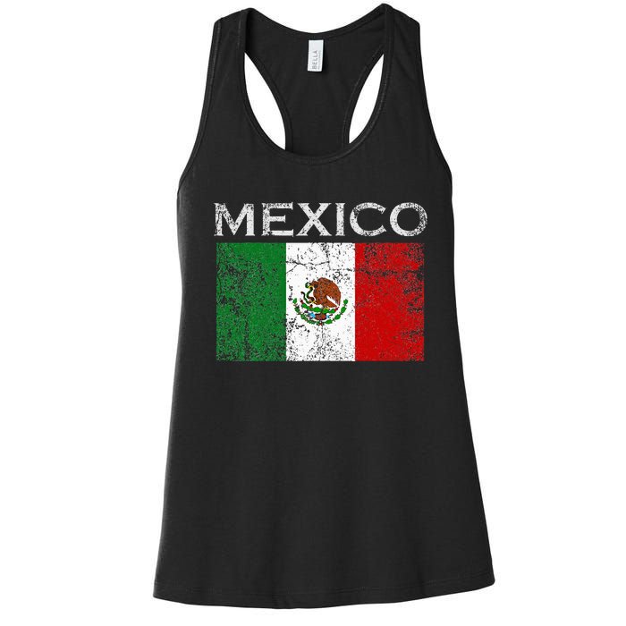 Vintage Mexico Mexican Flag Pride Women's Racerback Tank