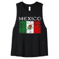 Vintage Mexico Mexican Flag Pride Women's Racerback Cropped Tank