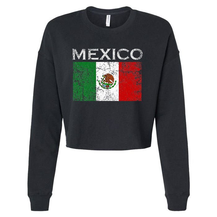 Vintage Mexico Mexican Flag Pride Cropped Pullover Crew