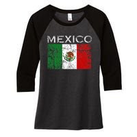 Vintage Mexico Mexican Flag Pride Women's Tri-Blend 3/4-Sleeve Raglan Shirt