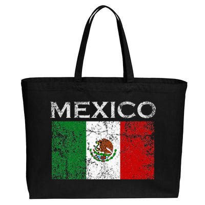 Vintage Mexico Mexican Flag Pride Cotton Canvas Jumbo Tote