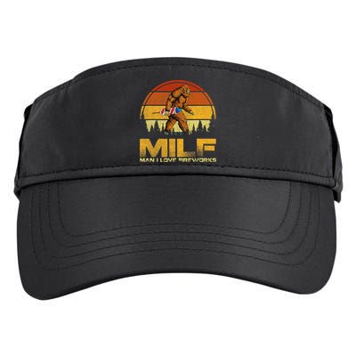 Vintage MILF Man I Love Fireworks Bigfoot Happy 4th Of July Adult Drive Performance Visor