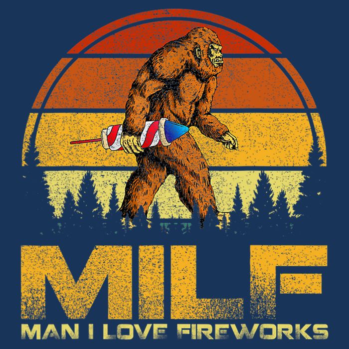 Vintage MILF Man I Love Fireworks Bigfoot Happy 4th Of July Doggie Tank