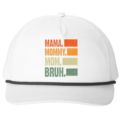 Vintage Mama Mommy Mom Bruh Funny Mothers Day Snapback Five-Panel Rope Hat