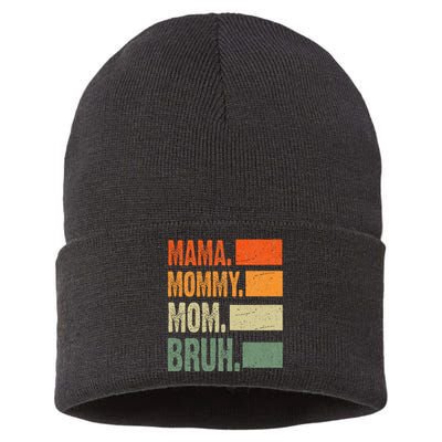 Vintage Mama Mommy Mom Bruh Funny Mothers Day Sustainable Knit Beanie