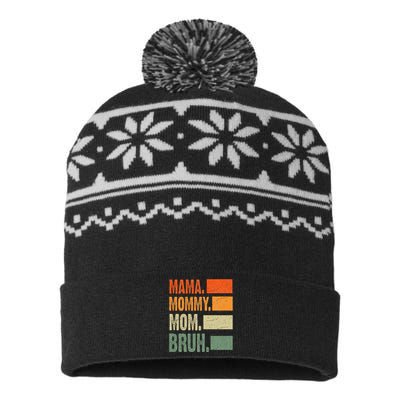 Vintage Mama Mommy Mom Bruh Funny Mothers Day USA-Made Snowflake Beanie