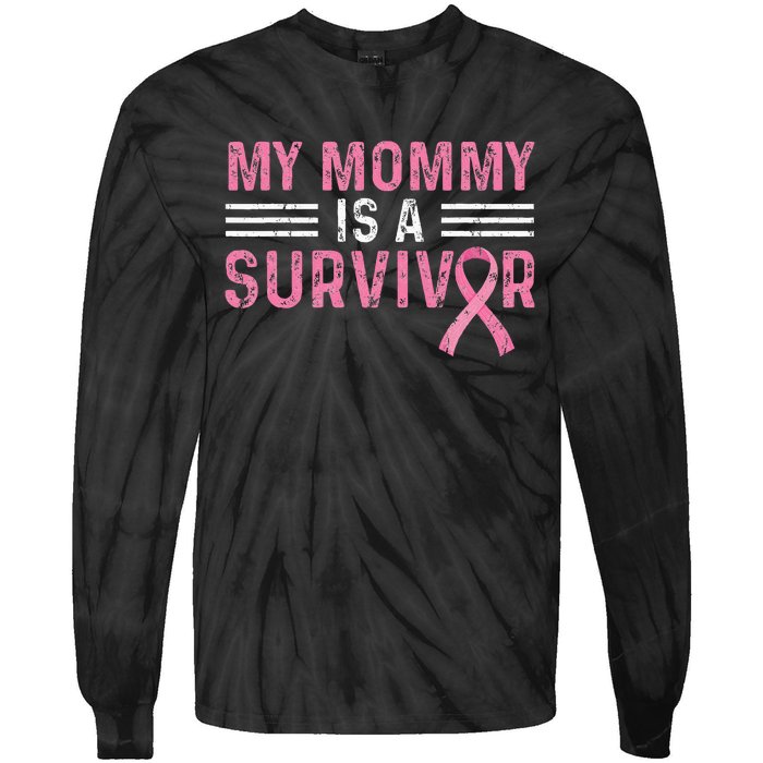 vintage My Mommy Is A Survivor Pink Ribbon Tie-Dye Long Sleeve Shirt