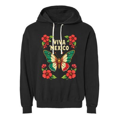 Viva Mexico Mexican Independence Day Butterfly Mexico Garment-Dyed Fleece Hoodie