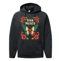 Viva Mexico Mexican Independence Day Butterfly Mexico Performance Fleece Hoodie