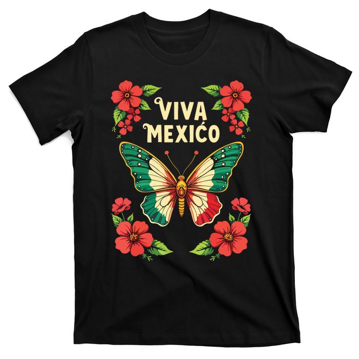 Viva Mexico Mexican Independence Day Butterfly Mexico T-Shirt