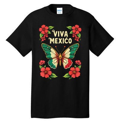 Viva Mexico Mexican Independence Day Butterfly Mexico Tall T-Shirt