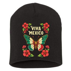 Viva Mexico Mexican Independence Day Butterfly Mexico Short Acrylic Beanie