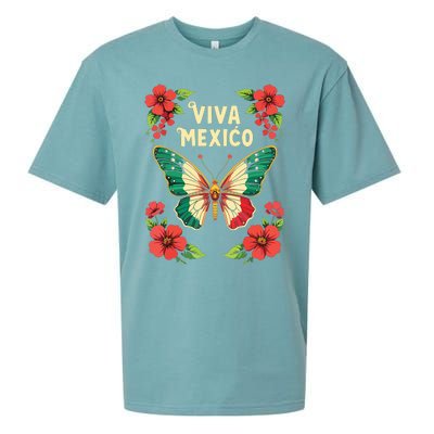 Viva Mexico Mexican Independence Day Butterfly Mexico Sueded Cloud Jersey T-Shirt