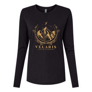 Velaris Mountain Night Sky Stars Womens Cotton Relaxed Long Sleeve T-Shirt