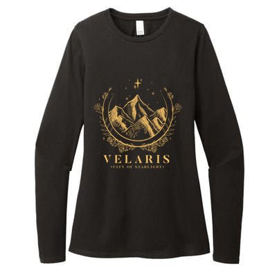 Velaris Mountain Night Sky Stars Womens CVC Long Sleeve Shirt