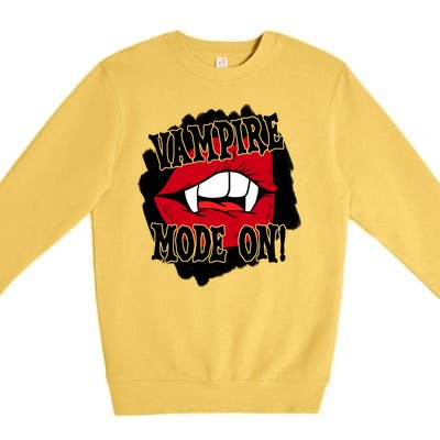 Vampire Mode On Fangs Lips Halloween Premium Crewneck Sweatshirt