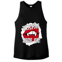 Vampire Mode On Fangs Lips Halloween Ladies PosiCharge Tri-Blend Wicking Tank