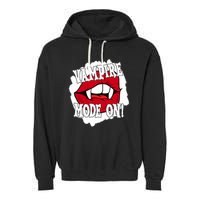 Vampire Mode On Fangs Lips Halloween Garment-Dyed Fleece Hoodie